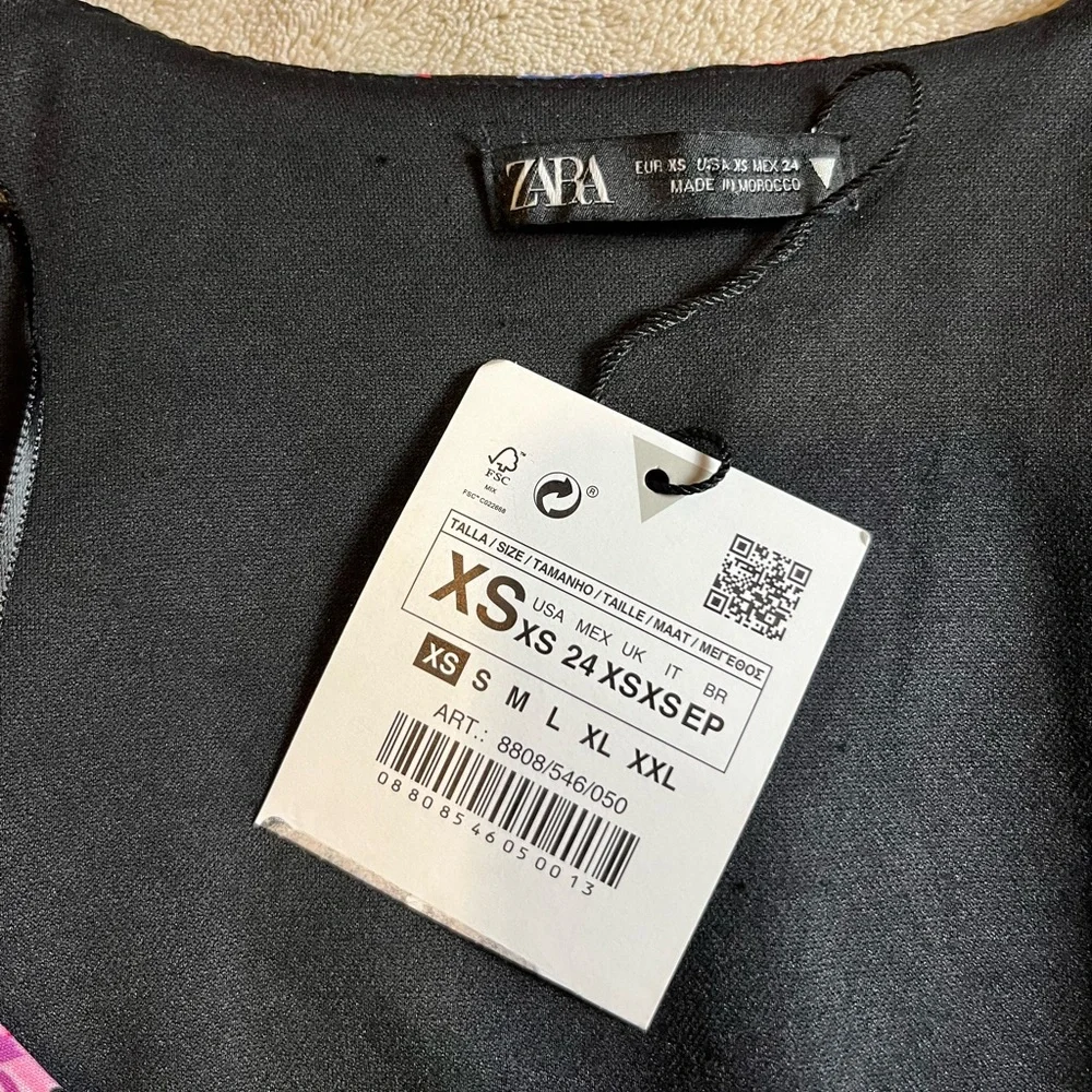 Zara Floral Puff Sleeve Crop Top Blouse - Picture 7 of 14